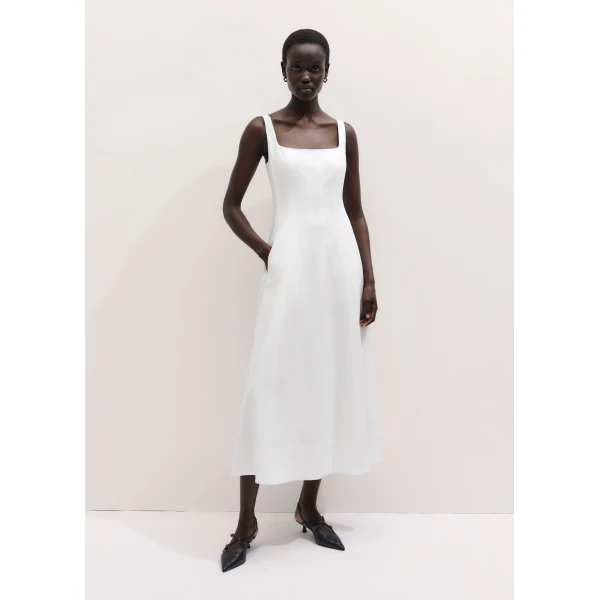 Me and Em ME+EM Fit + Flare Maxi Dress in Soft White, view 5
