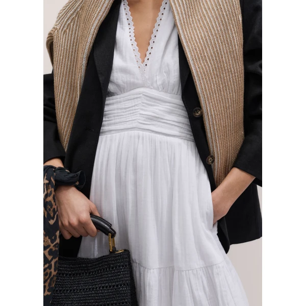 Me and Em ME+EM Fit + Flare Maxi Dress in Soft White, view 6