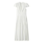 Me and Em ME+EM Fit + Flare Maxi Dress in Soft White