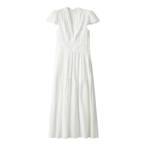Me and Em ME+EM Fit + Flare Maxi Dress in Soft White