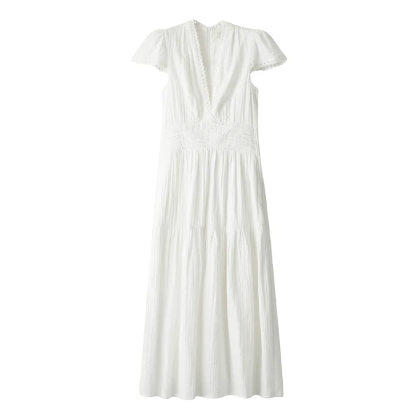 Me and Em ME+EM Fit + Flare Maxi Dress in Soft White