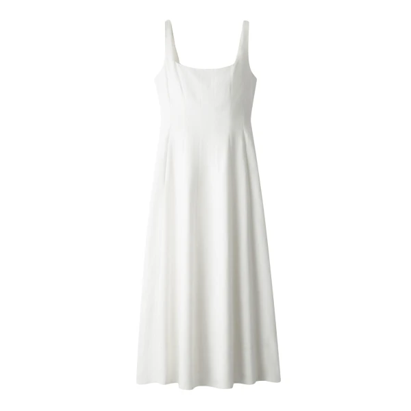 Me and Em ME+EM Fit + Flare Maxi Dress in Soft White