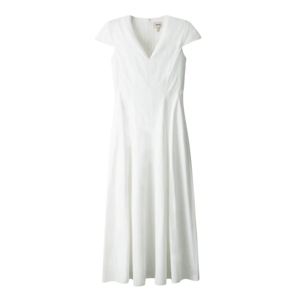 Me and Em ME+EM Fit + Flare Maxi Dress in Soft White