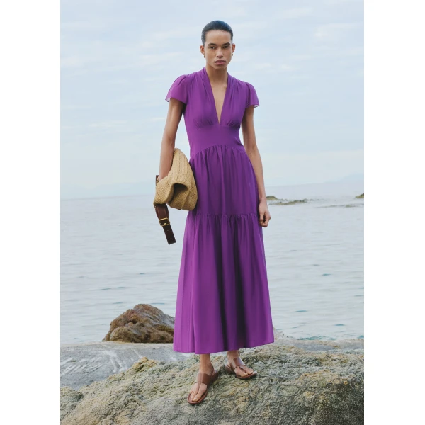 Me and Em ME+EM Fit + Flare Maxi Dress in Violet Purple, view 4