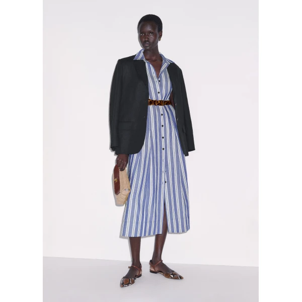 Me and Em ME+EM Fit + Flare Midi Dress in Blue/Multi, view 4