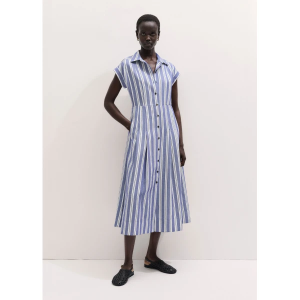 Me and Em ME+EM Fit + Flare Midi Dress in Blue/Multi, view 6
