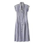 Me and Em ME+EM Fit + Flare Midi Dress in Blue/Multi