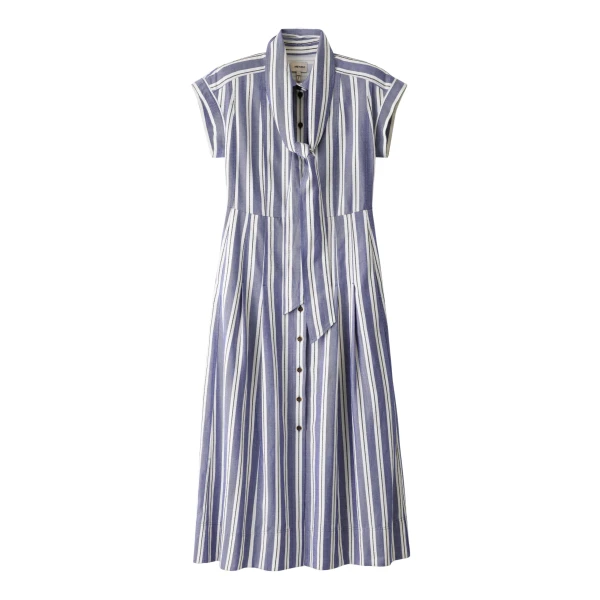 Me and Em ME+EM Fit + Flare Midi Dress in Blue/Multi