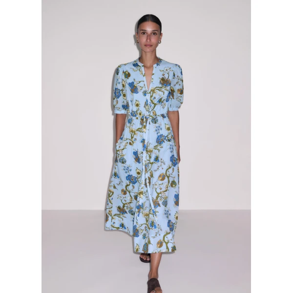 Me and Em ME+EM Fit + Flare Midi Dress in Blue/White, view 2