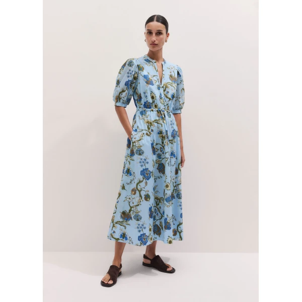 Me and Em ME+EM Fit + Flare Midi Dress in Blue/White, view 5