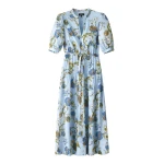 Me and Em ME+EM Fit + Flare Midi Dress in Blue/White