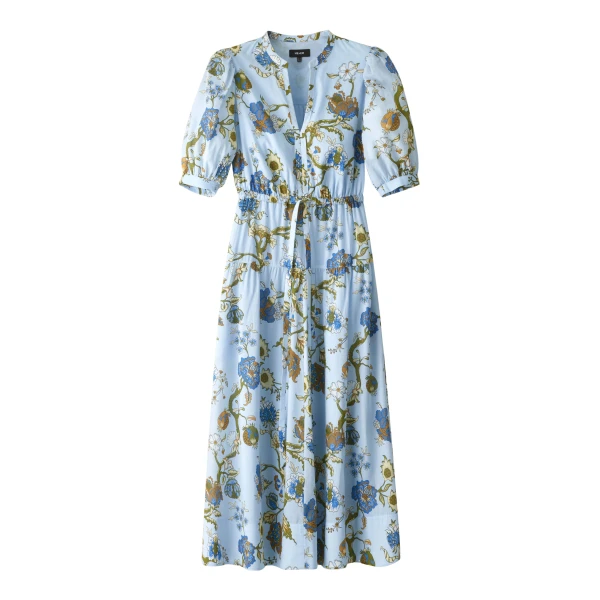 Me and Em ME+EM Fit + Flare Midi Dress in Blue/White