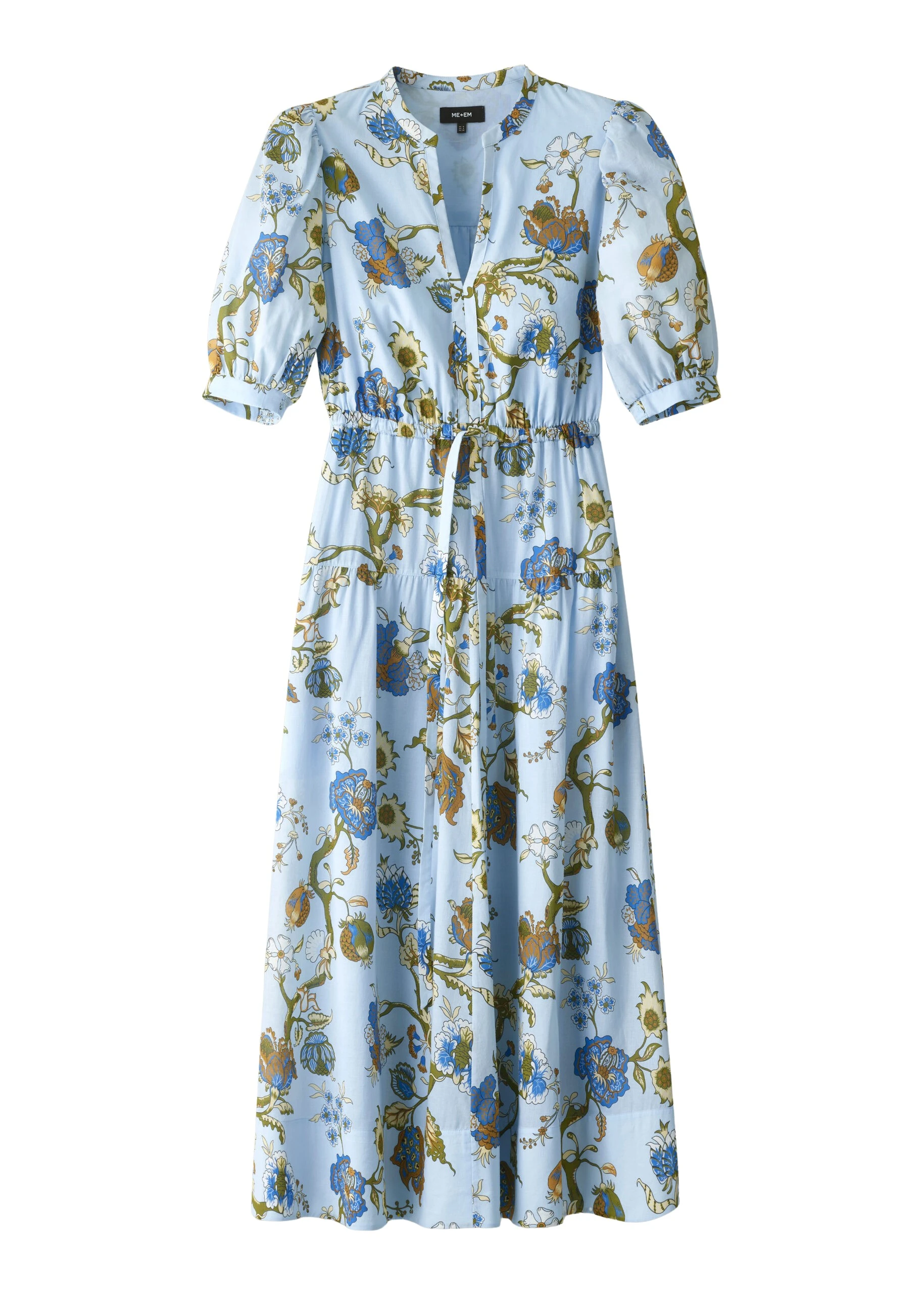 ME+EM Fit + Flare Midi Dress in Blue/White