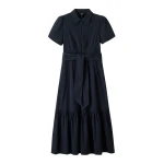 Me and Em ME+EM Fit + Flare Midi Dress in Navy