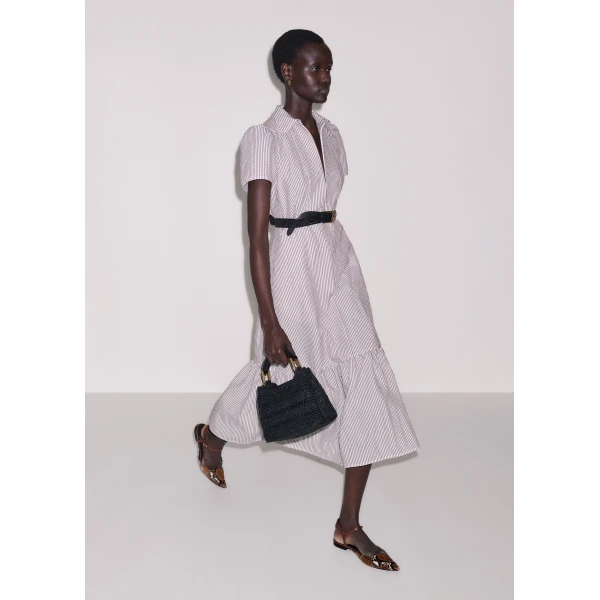 Me and Em ME+EM Fit + Flare Midi Dress in Soft White/Brown, view 5