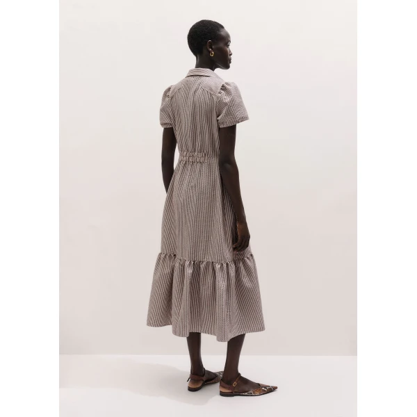Me and Em ME+EM Fit + Flare Midi Dress in Soft White/Brown, view 6