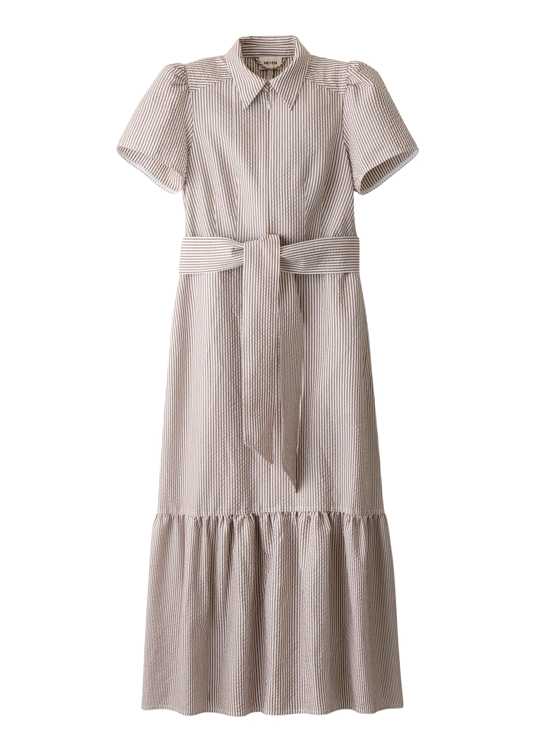 ME+EM Fit + Flare Midi Dress in Soft White/Brown