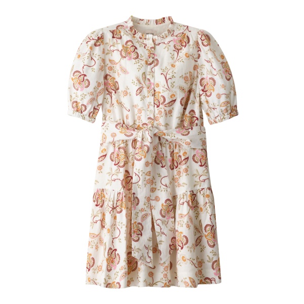 Me and Em ME+EM Fit + Flare Short Dress in Light Cream/Multi