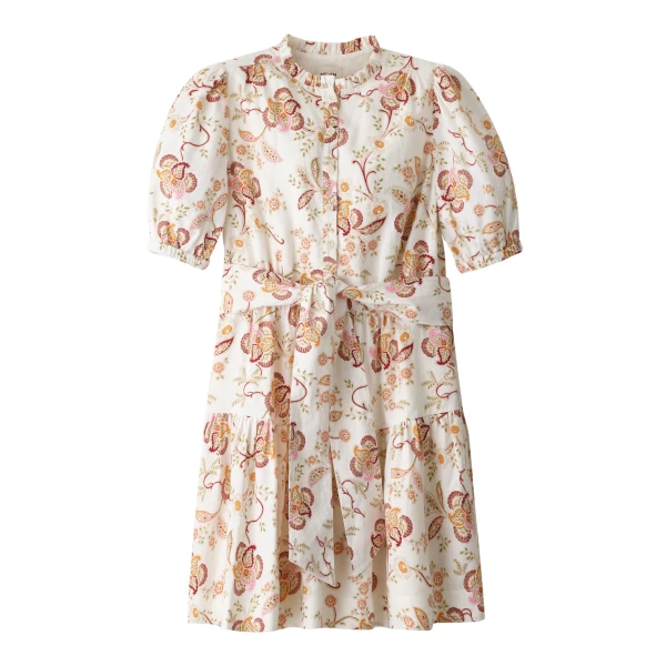 Me and Em ME+EM Fit + Flare Short Dress in Light Cream/Multi