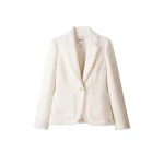 Me and Em ME+EM Fray Soft Sculpt Blazer in Ivory