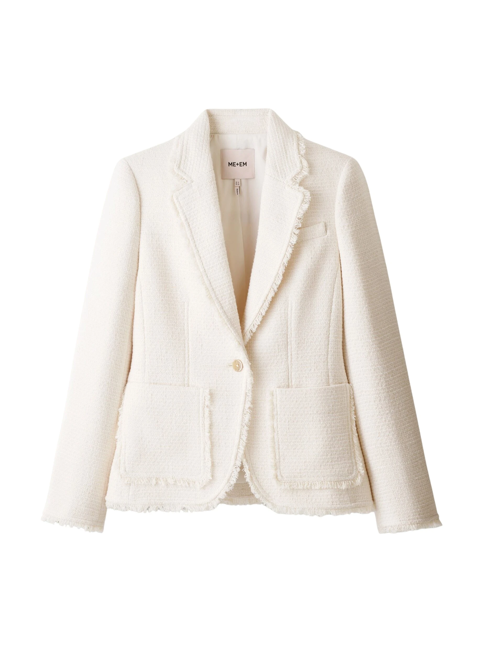 ME+EM Fray Soft Sculpt Blazer in Ivory
