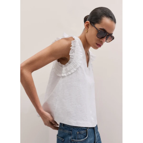 Me and Em ME+EM Frill Sleeve Swing Top in Soft White, view 2
