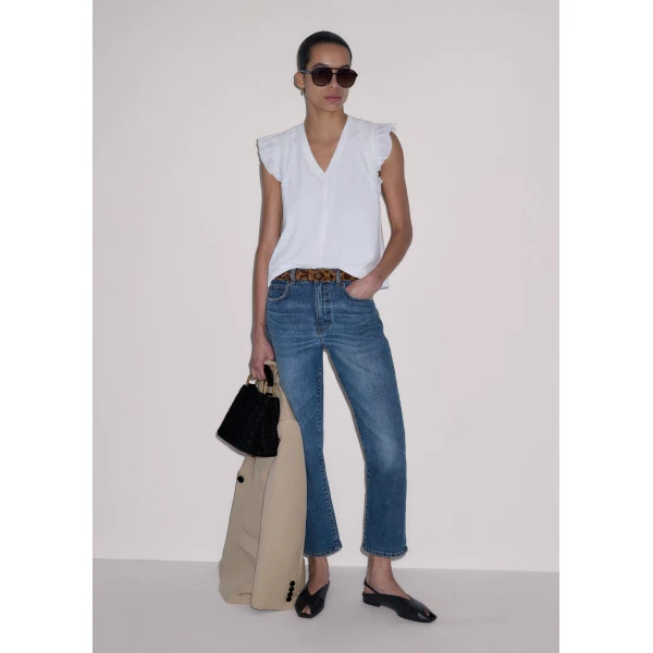 Me and Em ME+EM Frill Sleeve Swing Top in Soft White, view 4