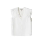 Me and Em ME+EM Frill Sleeve Swing Top in Soft White