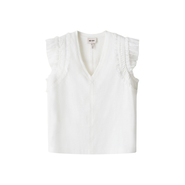 Me and Em ME+EM Frill Sleeve Swing Top in Soft White