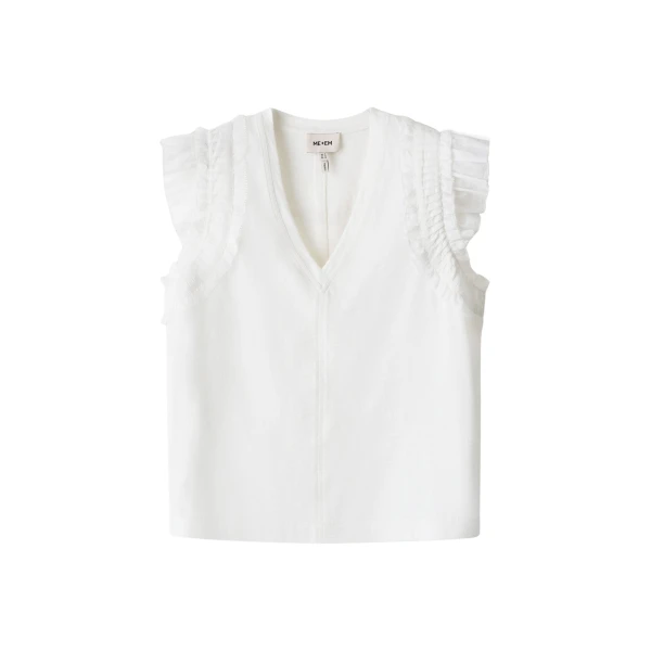 Me and Em ME+EM Frill Sleeve Swing Top in Soft White