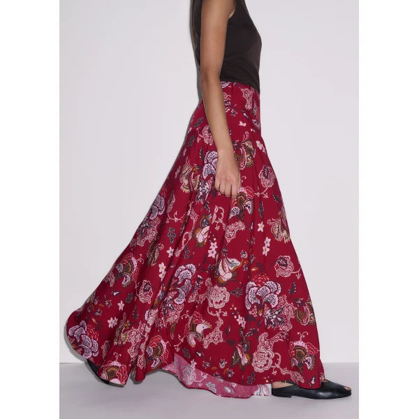 Me and Em ME+EM Full-Length Skirt in Red Multi, view 3