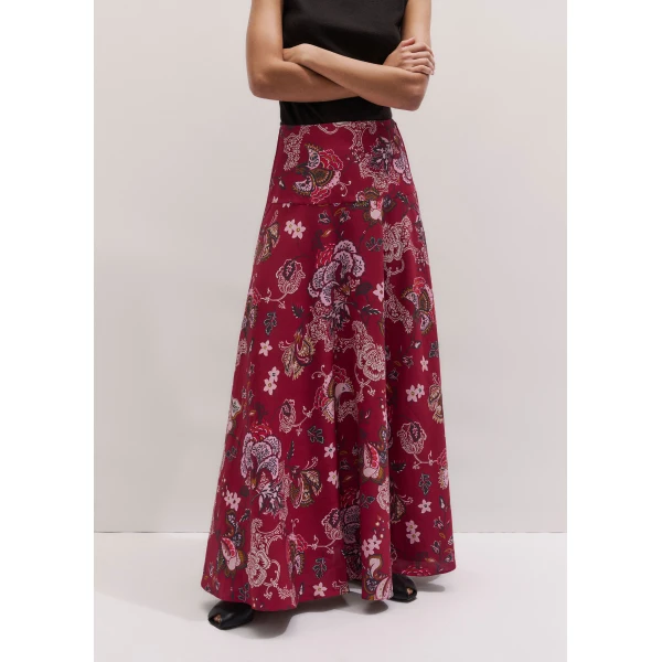Me and Em ME+EM Full-Length Skirt in Red Multi, view 5