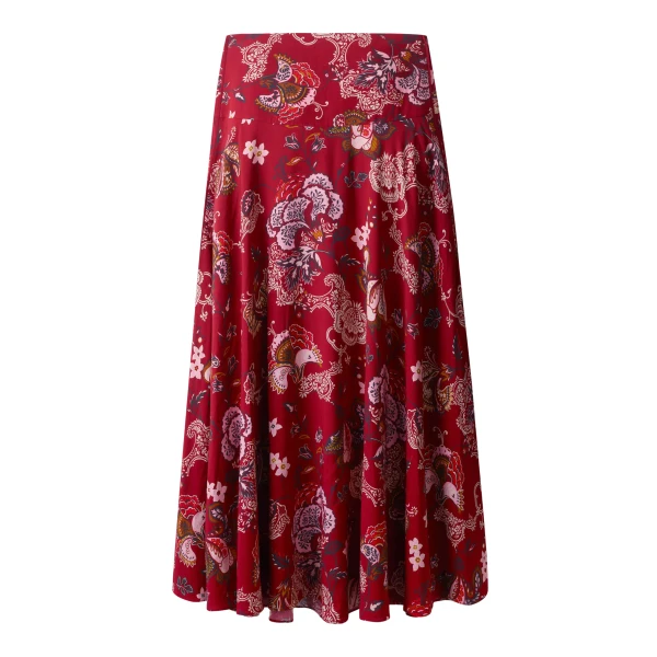 Me and Em ME+EM Full-Length Skirt in Red Multi