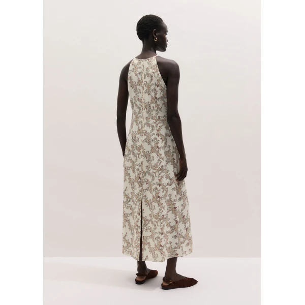 Me and Em ME+EM Halter Slim Maxi Dress in Light Cream/Multi, view 6