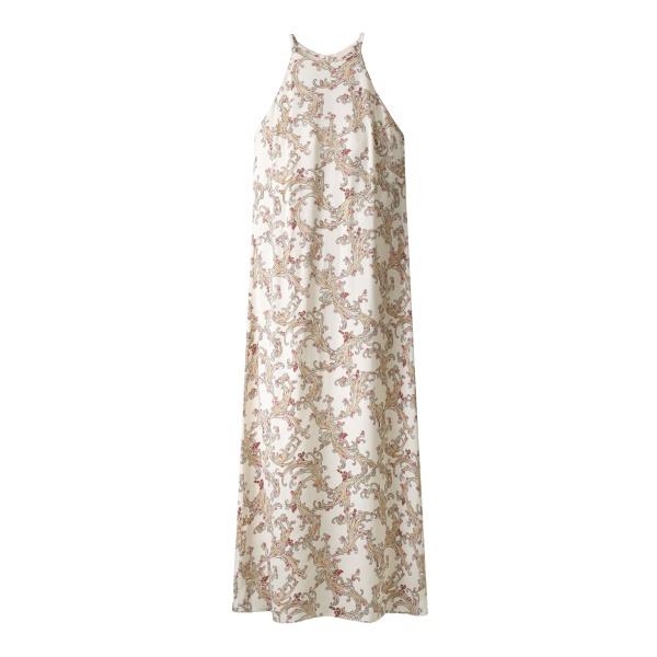 Me and Em ME+EM Halter Slim Maxi Dress in Light Cream/Multi