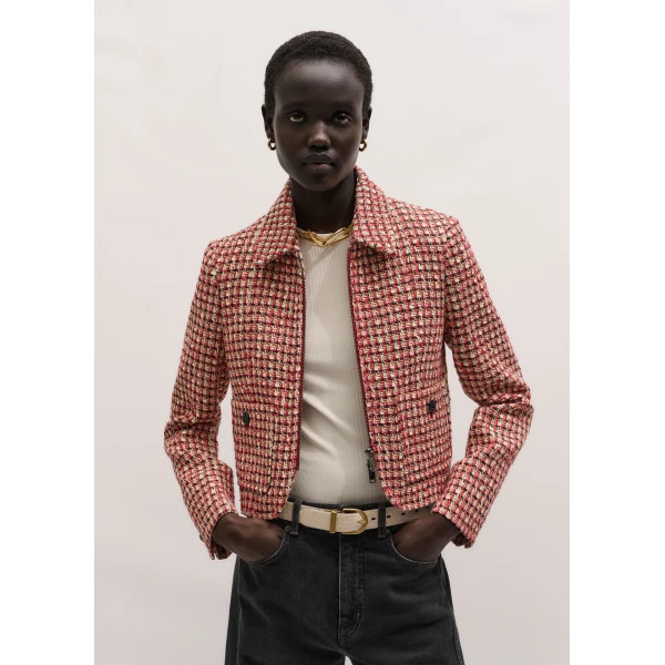 Me and Em ME+EM Heritage Crop Jacket in Ruby Red, view 6