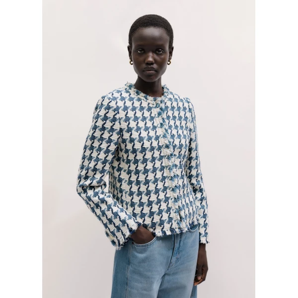 Me and Em ME+EM Heritage Short Jacket in Navy/Soft White, view 6