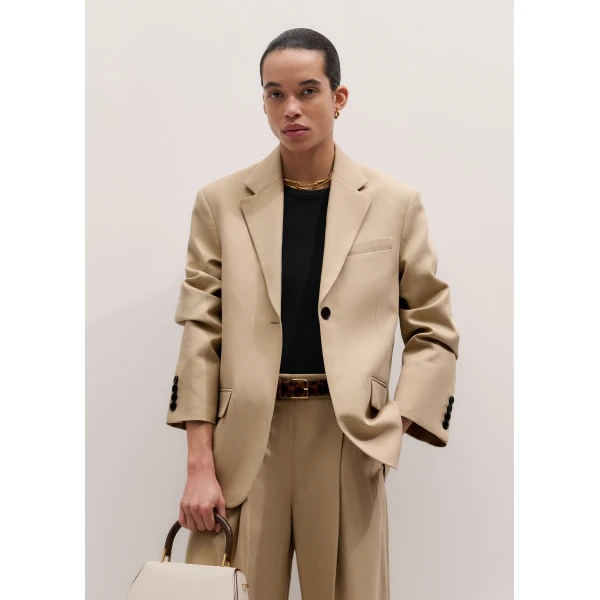 Me and Em ME+EM Icon Oversized Blazer in Warm Stone, view 2
