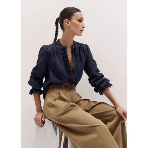 Me and Em ME+EM In-The-Details Blouse in Navy, view 2