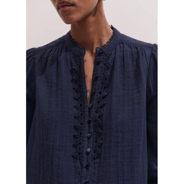 Me and Em ME+EM In-The-Details Blouse in Navy, view 3