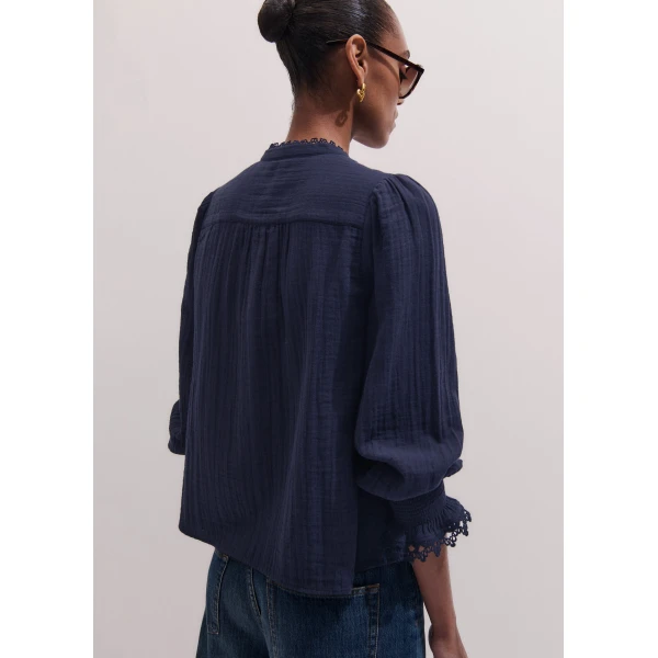 Me and Em ME+EM In-The-Details Blouse in Navy, view 6