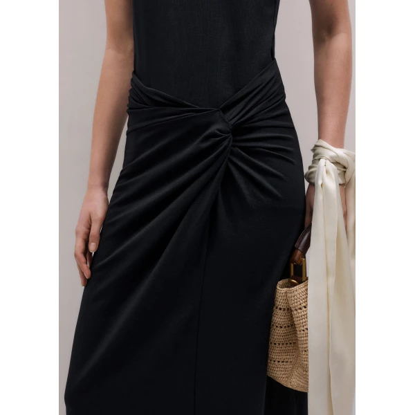 Me and Em ME+EM Knot Detail Maxi Skirt in Black, view 3