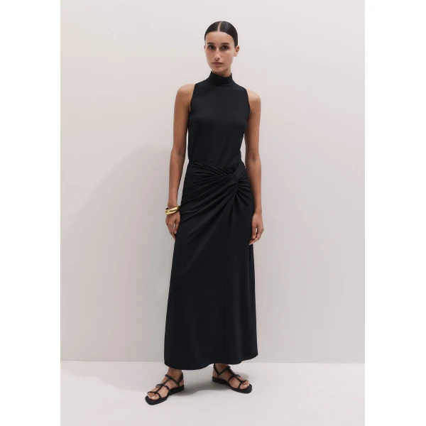 Me and Em ME+EM Knot Detail Maxi Skirt in Black, view 4