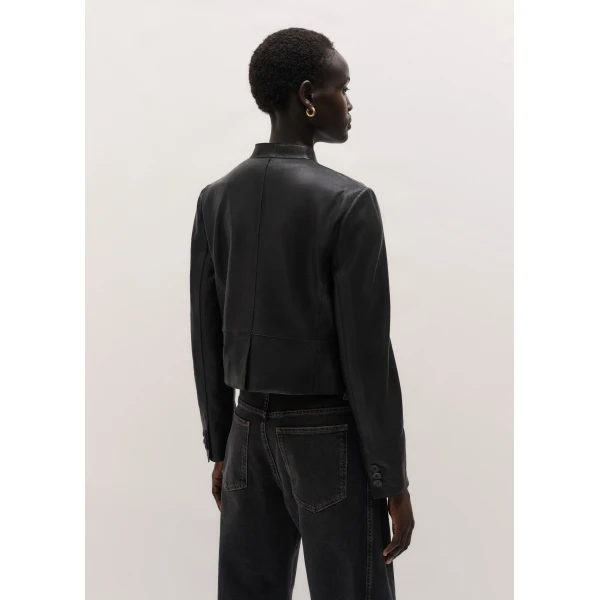 Me and Em ME+EM Luxe Crop Jacket in Black/Brown, view 5