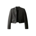 Me and Em ME+EM Luxe Crop Jacket in Black/Brown