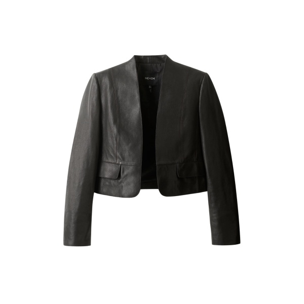 Me and Em ME+EM Luxe Crop Jacket in Black/Brown