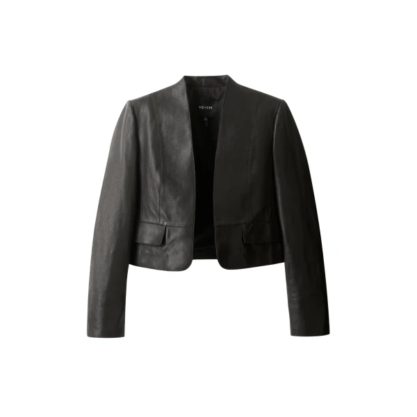 Me and Em ME+EM Luxe Crop Jacket in Black/Brown