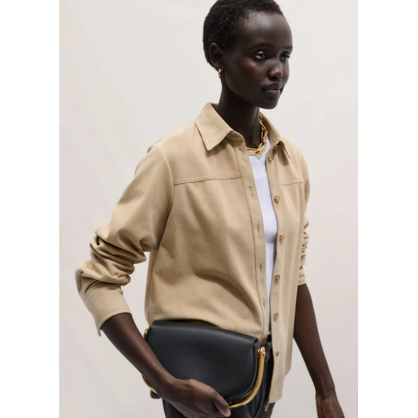 Me and Em ME+EM Luxe Straight Shirt in Pale Tan, view 2