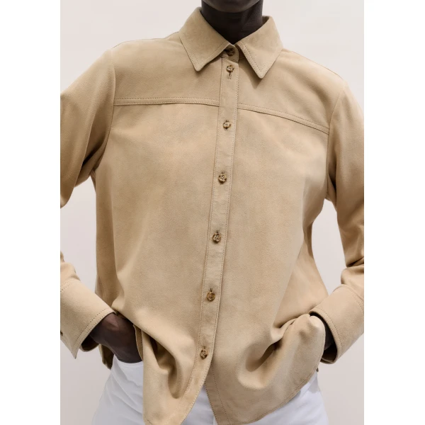 Me and Em ME+EM Luxe Straight Shirt in Pale Tan, view 4