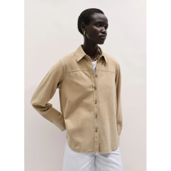 Me and Em ME+EM Luxe Straight Shirt in Pale Tan, view 5